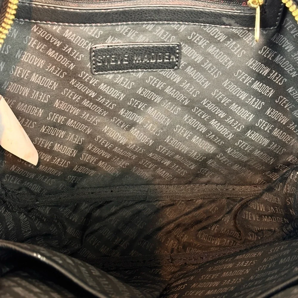 Steve Madden Backpack Multi Zipper Black Yellow Adjustable Strap Purse Bag Tote